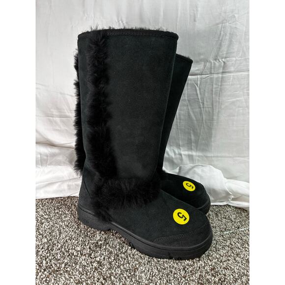 UGG BLACK SUNBURST TALL SUEDE/ SHEEPSKIN WINTER BOOTS, WOMEN US 5 EU 36 Wool - Picture 1 of 6